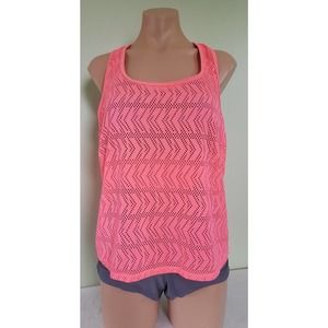 Go by Gossip pink gray blouson tankini set size L